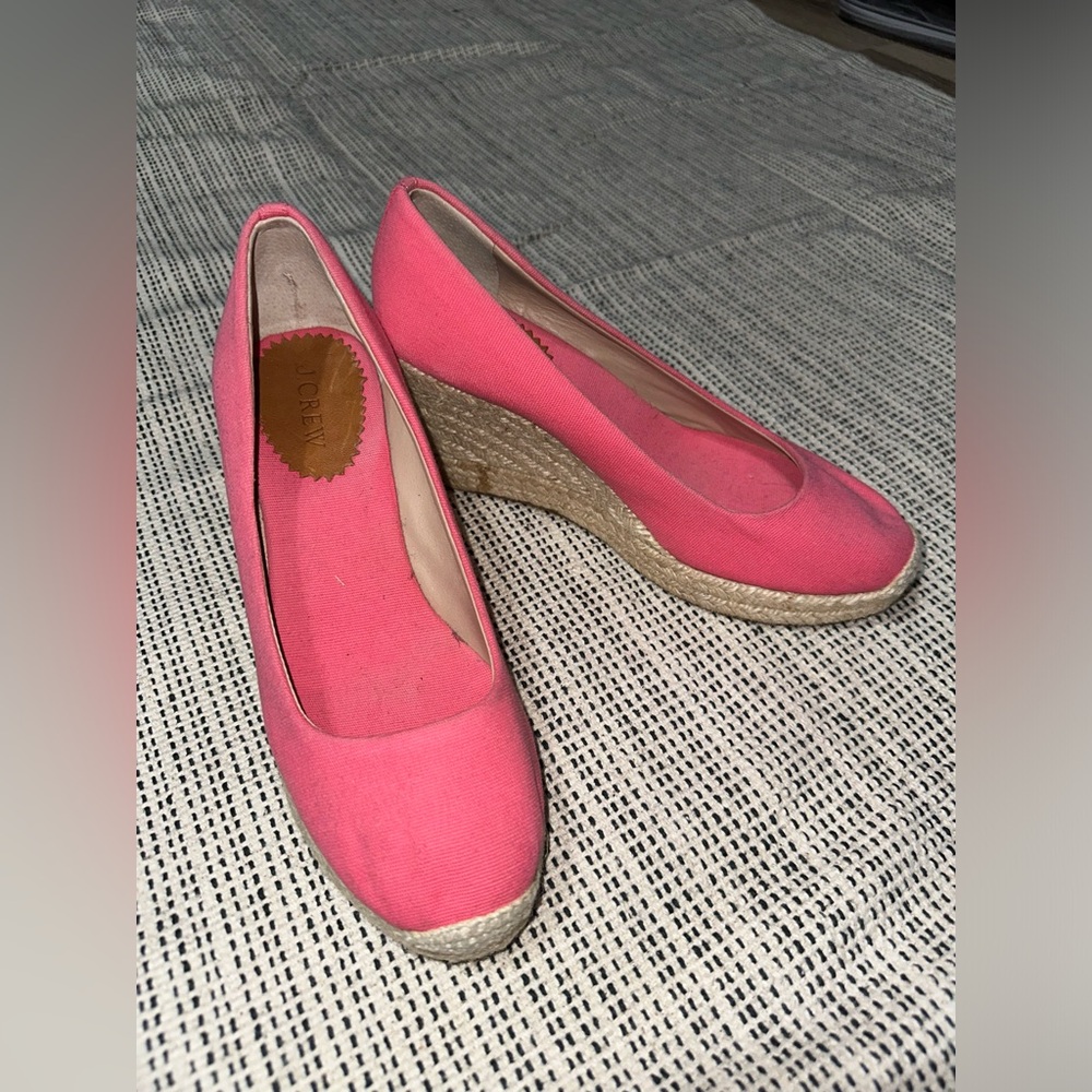 J. Crew Cream and Pink Espadrilles